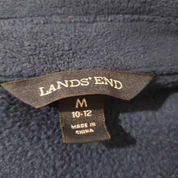 Lands End Nautical Fleece Blazer Jacket Womens Size M 10-12 Blue Anchor Buttons - Picture 6 of 10